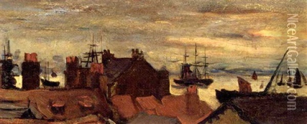 A View Of Rooftops Oil Painting - Karl Pierre Daubigny