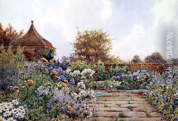 The Gardens at Chequers Court, Buckinghamshire Oil Painting - Ernest Arthur Rowe