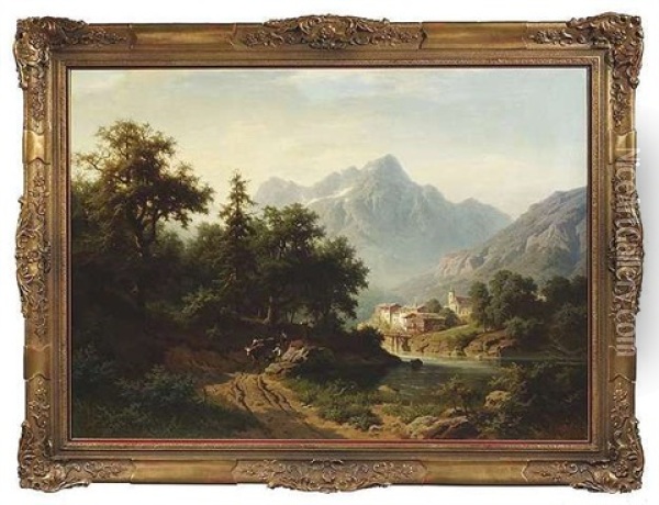 Ein Morgen In Tyrol Oil Painting - August Behrendsen