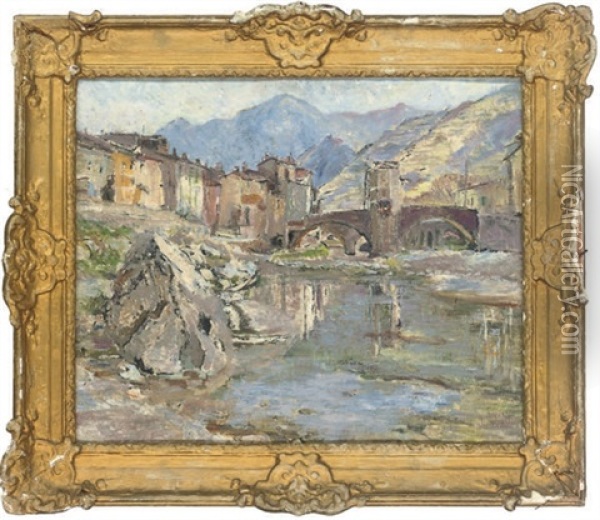 Le Pont (+ Interior Sketch, Verso) Oil Painting - Louise Pickard