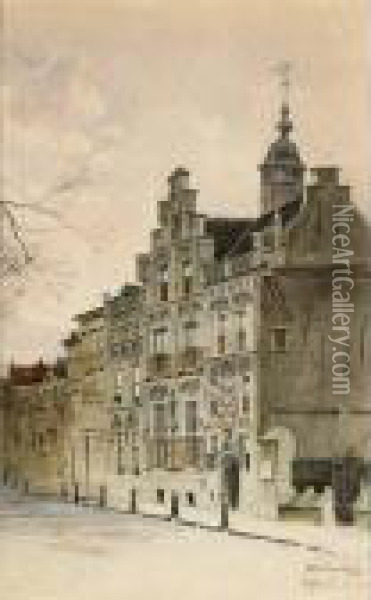 The Delftlandhuis, Delft Oil Painting - Johannes Christiaan Karel Klinkenberg