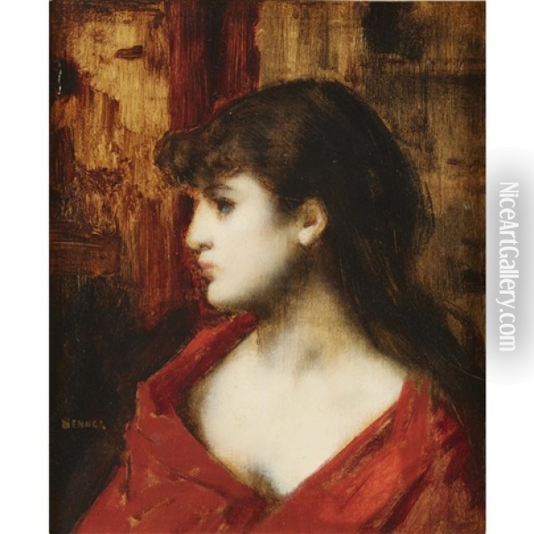 Woman In Profile Oil Painting - Jean Jacques Henner