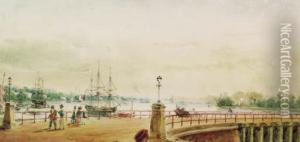 View Of Garden Reach, Calcutta Oil Painting - William Prinsep