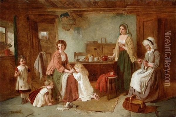 Escena Familiar En Un Interior Oil Painting - Thomas Benjamin Kennington