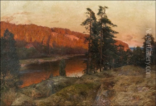 Evening Sun On The Cliffs Oil Painting - Erik Abrahamsson