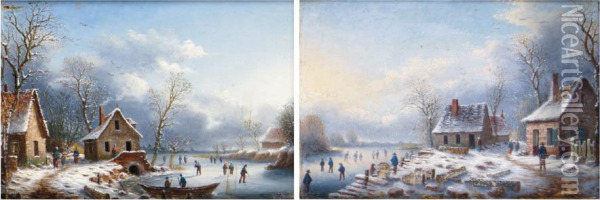 Les Patineurs Oil Painting - Albert Alexandre Lenoir