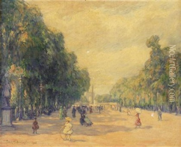 Jardin Des Tuileries, Paris Oil Painting - Frank Milton Armington