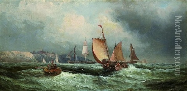Vor Der Englischen Kuste Bei Dover Oil Painting - Hermann Kramer
