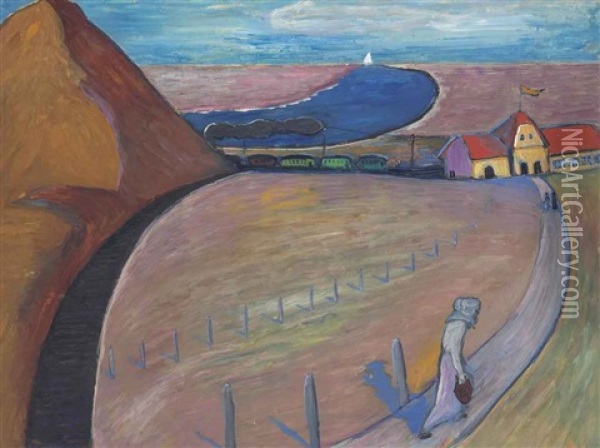 Bahnhof Prerow (dunenlandschaft) Oil Painting - Marianne von Werefkin