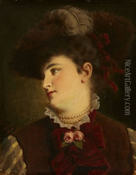 Portrait Of A Young Woman Oil Painting - Anton Ebert