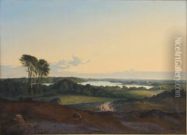 Danish Summer Landscape Oil Painting - Peter Olsted