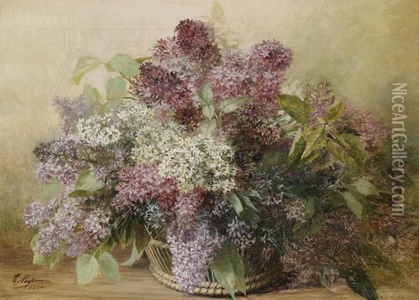 A Basket Of Lilac Oil Painting - Carl Massmann