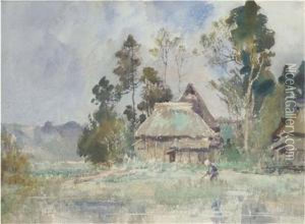 Village Scene Near Himi-etcku Oil Painting - Ishikawa Kin'Ichiro
