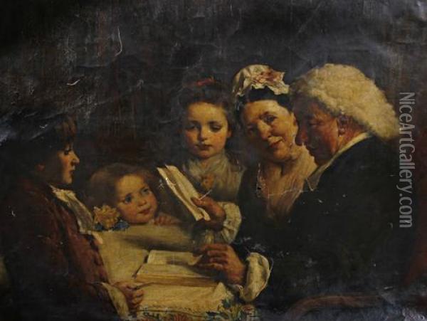 Oliver Goldsmith And Family Oil Painting - Alfred Edward Emslie
