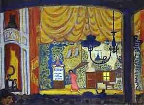 Denmark A Small Theatre 1912 Oil Painting - Mstislav Dobuzhinsky (Mstislavas Dobuzinskis)