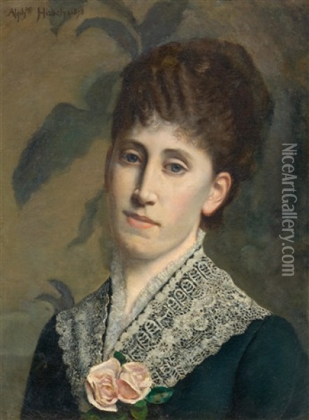 Portrait Of A Young Lady Oil Painting - Alphonse Hirsch