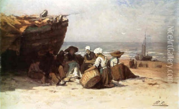 Waiting For The Catch Oil Painting - Philip Lodewijk Jacob Frederik Sadee