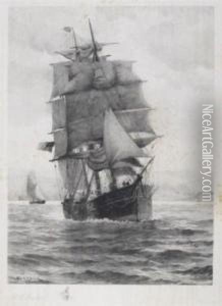 A Sailing Ship Off The Coast Oil Painting - William Edward Norton
