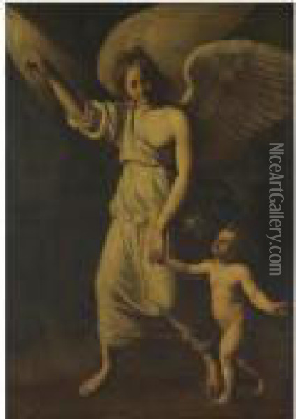 The Guardian Angel Oil Painting - Antiveduto Grammatica