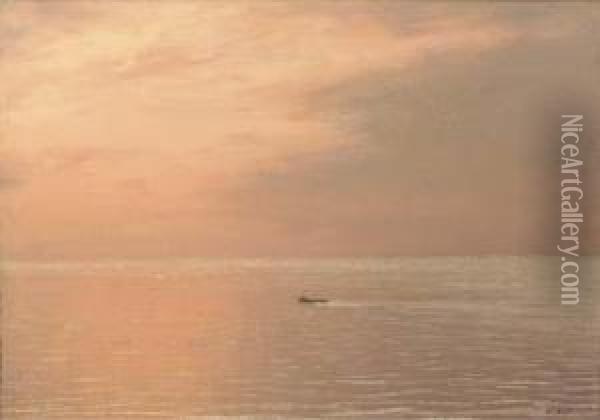 A Rowing Boat At Sunset Oil Painting - Nikolai Nikanorovich Dubovsky