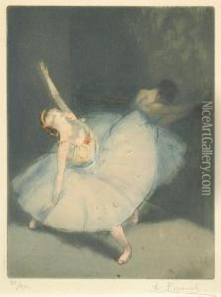 Danseuses A La Barre; Perouette Oil Painting - Auguste Brouet
