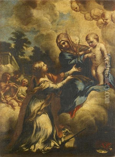 The Madonna And Child With Saint Martina Oil Painting - Lazzaro Baldi