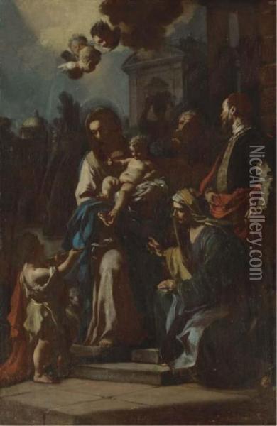 The Holy Family With Saint Anne Oil Painting - Francesco Solimena