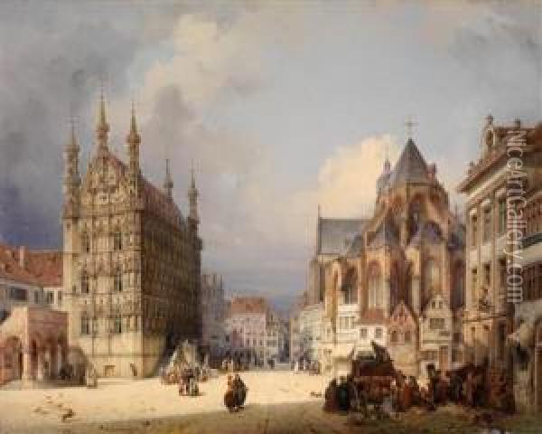 Marktplatz In Lowen Oil Painting - Michael Neher