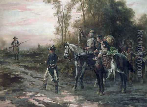 A Foraging Party Returning to Camp Oil Painting - Robert Alexander Hillingford