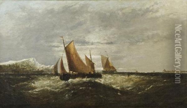 Barques Off The Coast Oil Painting - Edwin Hayes