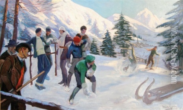 Les Sports D'hiver Oil Painting - Josep Marti-Garces de Marcilla