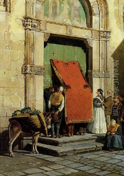 Messa Domenicale Oil Painting - Giuseppe De Nigris