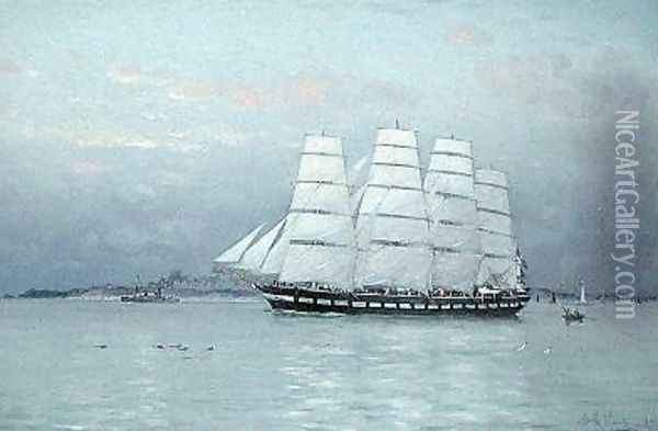 An Outward Bound Ship under Full Sail 1882 Oil Painting - Eduardo de Martino