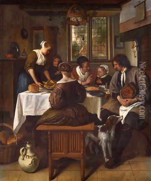 The Prayer before the Meal I Oil Painting - Jan Steen