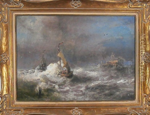 Rough Seas Oil Painting - Hermann Herzog