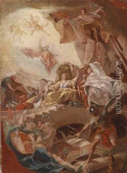Allegorical Apotheosis Of A Princely Dynasty Oil Painting - Johann Evangelist Holzer