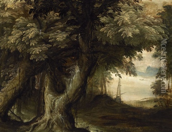 Waldlandschaft Oil Painting - Gillis Van Coninxloo III