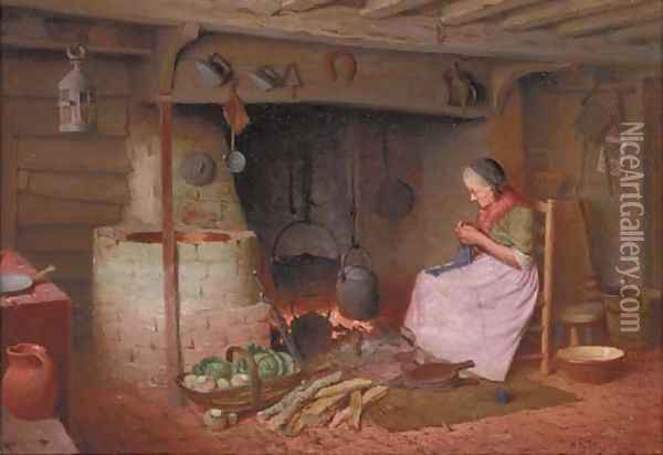 By the fire Oil Painting - Henry Spernon Tozer