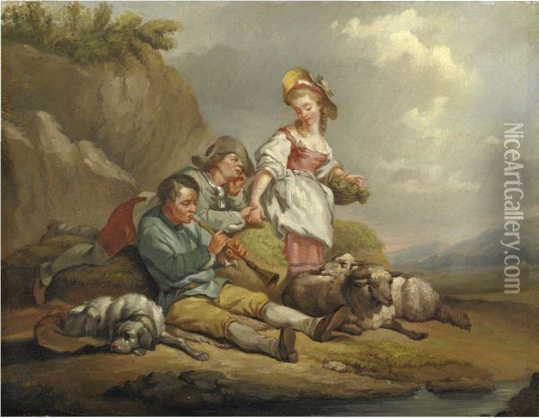 Contadini A Riposo Oil Painting - Jean-Baptiste Huet I