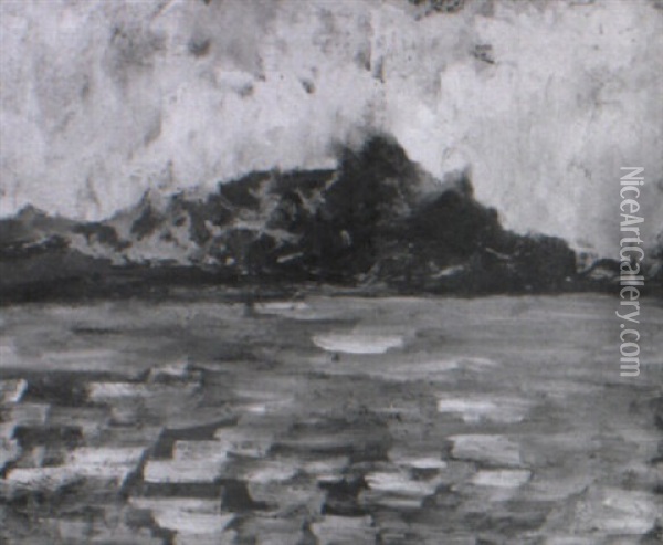 Ominous Cliffs On The Coast Oil Painting - Reginald Edgar James Bush