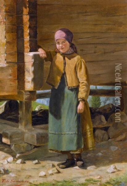 Bildnis Eines Bauernmadchens Vor Einem Stadel Oil Painting - Theodore De Saussure