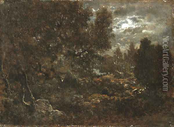Clairiere de Foret, Clair de Lune Oil Painting - Theodore Rousseau
