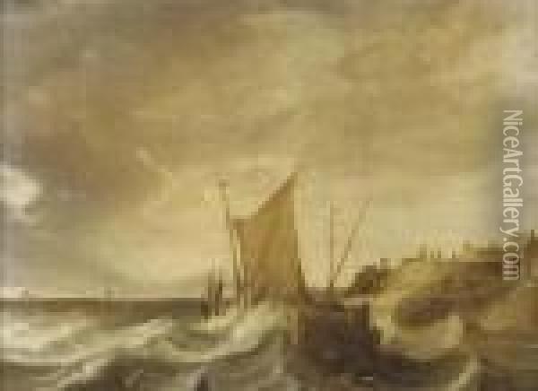 Shipping In Stormy Seas Oil Painting - Bonaventura, the Elder Peeters