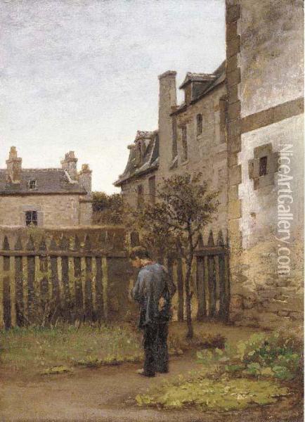 In The Backyard Oil Painting - William Morris Hunt