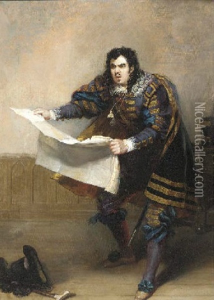 Portrait Of John Van Den Hoff, As Sir Giles Overreach Oil Painting - Robert William Buss