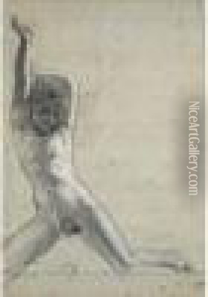 Etude De Nu, Preparatoire Pour L'ange En Haut A Gauche Dans Le Voeu De Louis Xiii Oil Painting - Jean Auguste Dominique Ingres