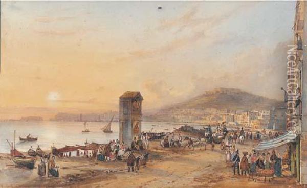 The Bay Of Naples Oil Painting - Giacinto Gigante