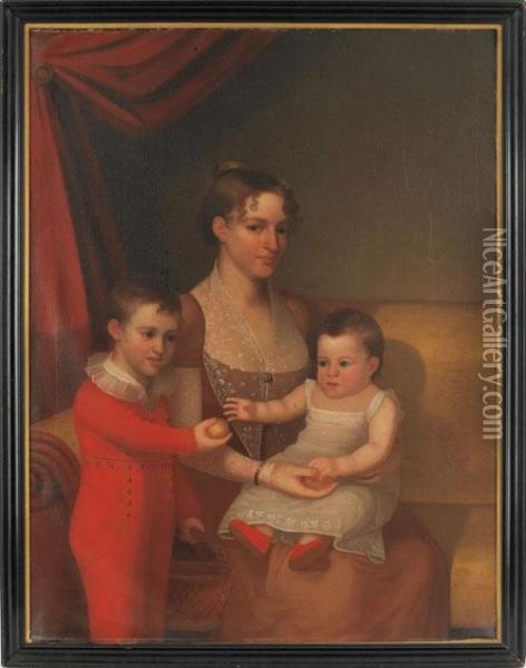 Mother And Children Oil Painting - Abraham Tuthill