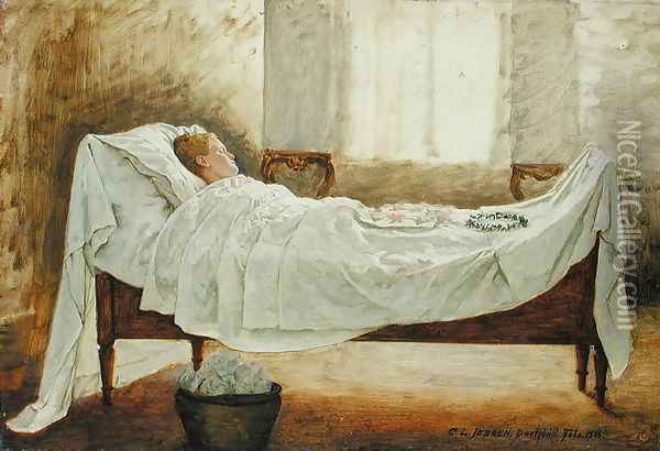 Deathbed Oil Painting - Carl Ludwig Jessen