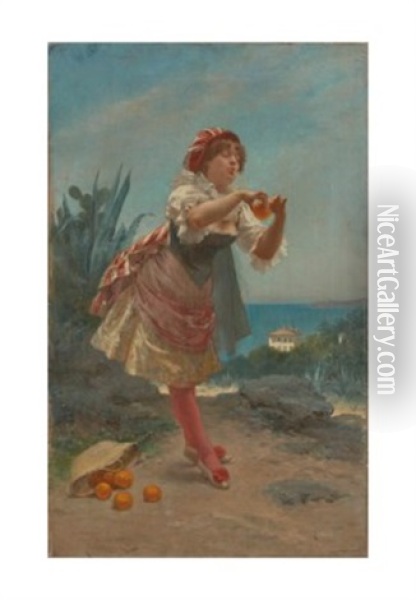 La Vendeuse D'orange Oil Painting - Emile Antoine Bayard